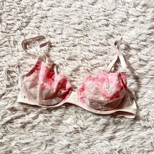 Lace Coquette Twee Delicate Feminine Sexy Floral Balconette‎ Underwire Bra 34B